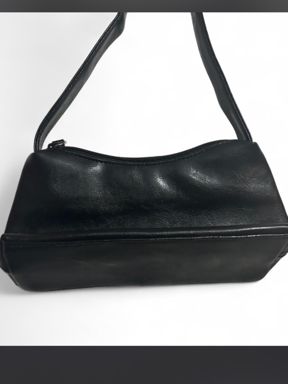Vintage Black Studded Shoulder Bag with Decorative Ring Accent - Picture 2 of 2